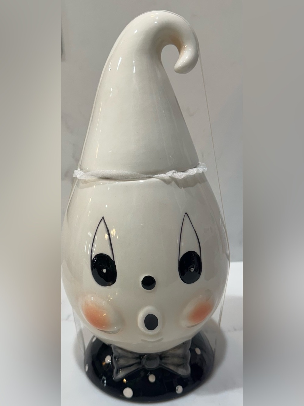 Johanna Parker Halloween Decor “Gus” Ghost Cookie Jar, Candy Jar, Canister NWT
